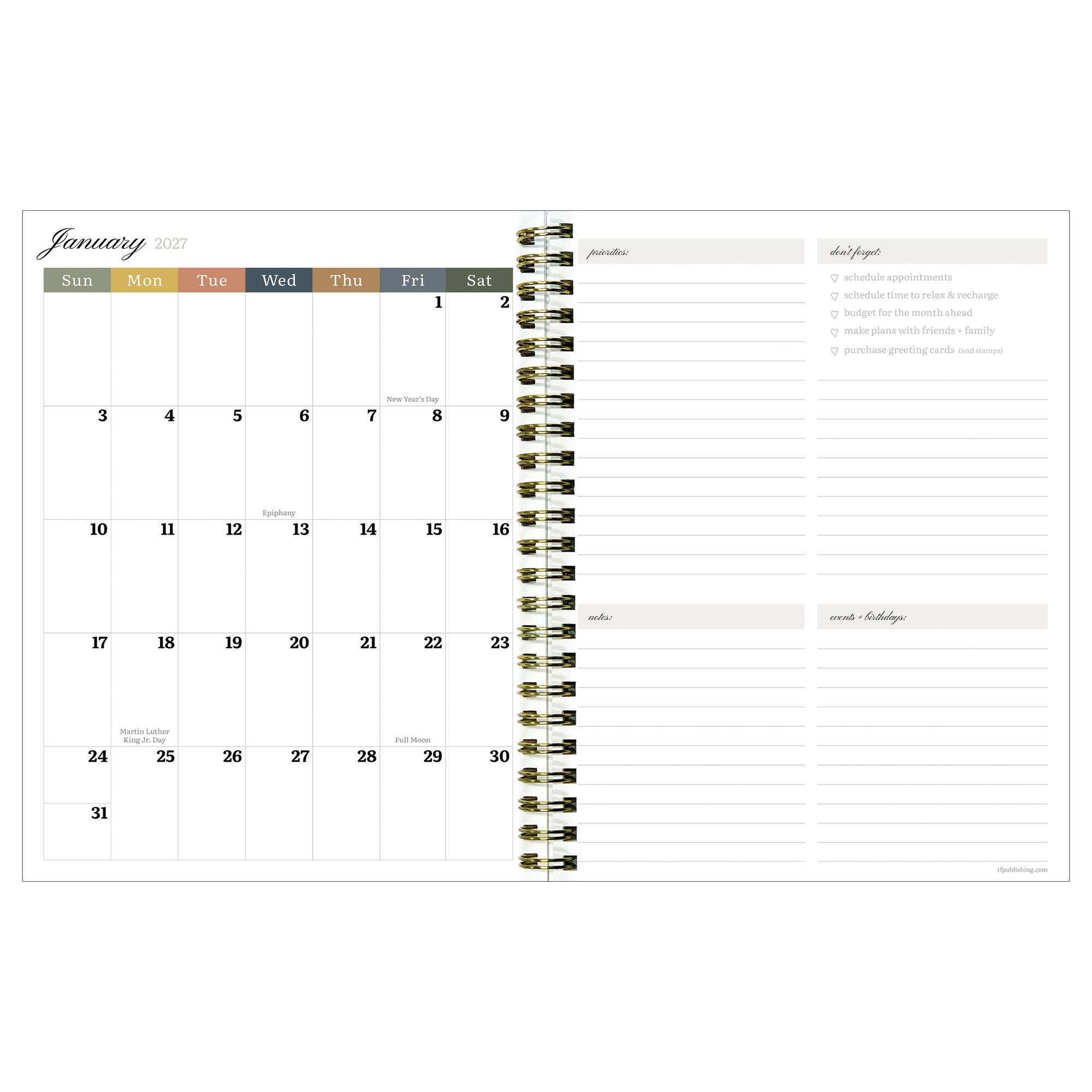 TF Publishing Medium 2026-27 The Rose Garden Weekly Monthly Planner
